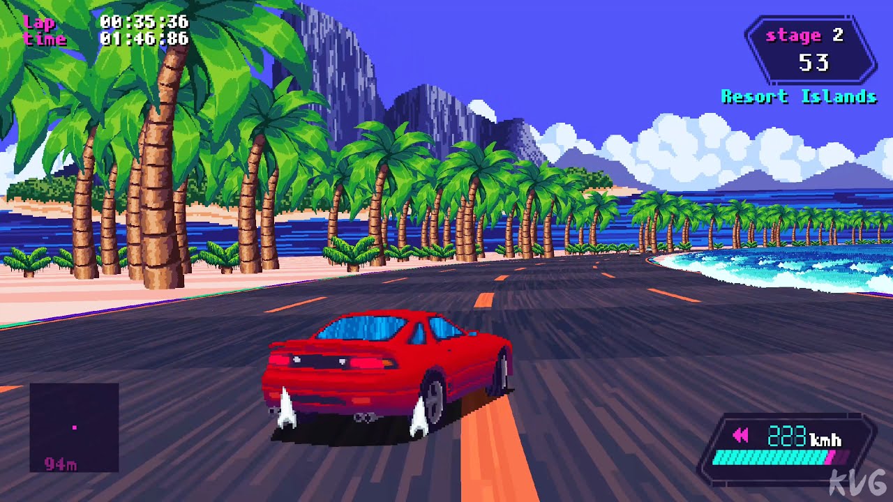 Slipstream Zero futuristic minimalist time trial car racing down neon track